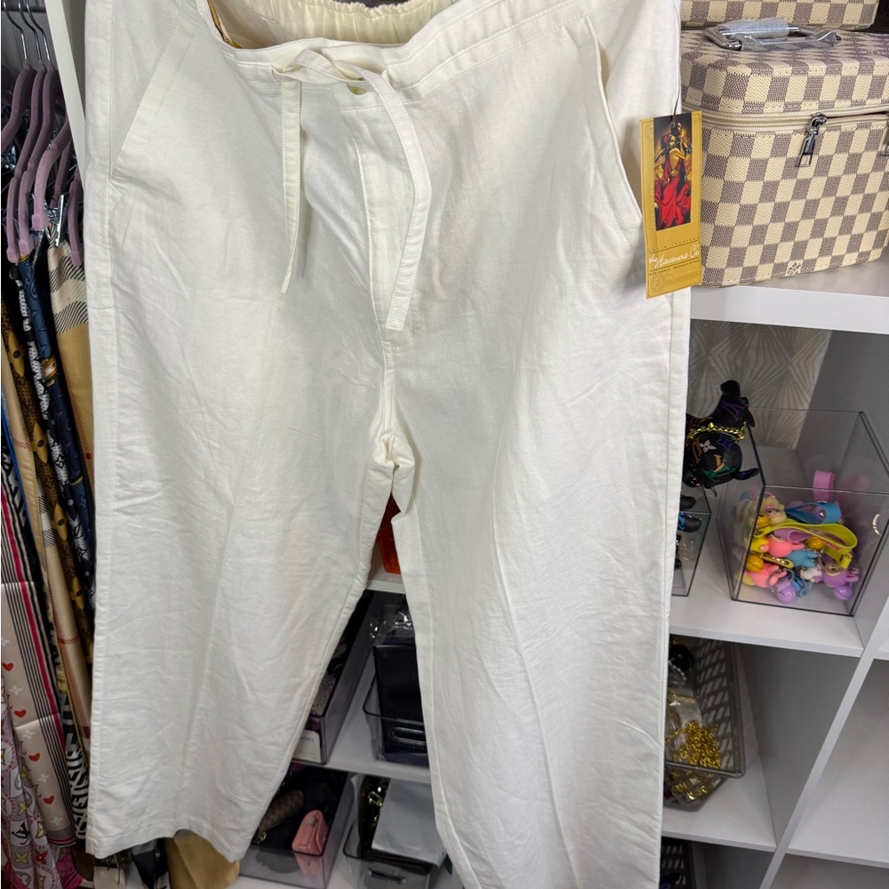 The Havanera Co. White Pants size Large 36 to 38 New with Tags! 55%linen